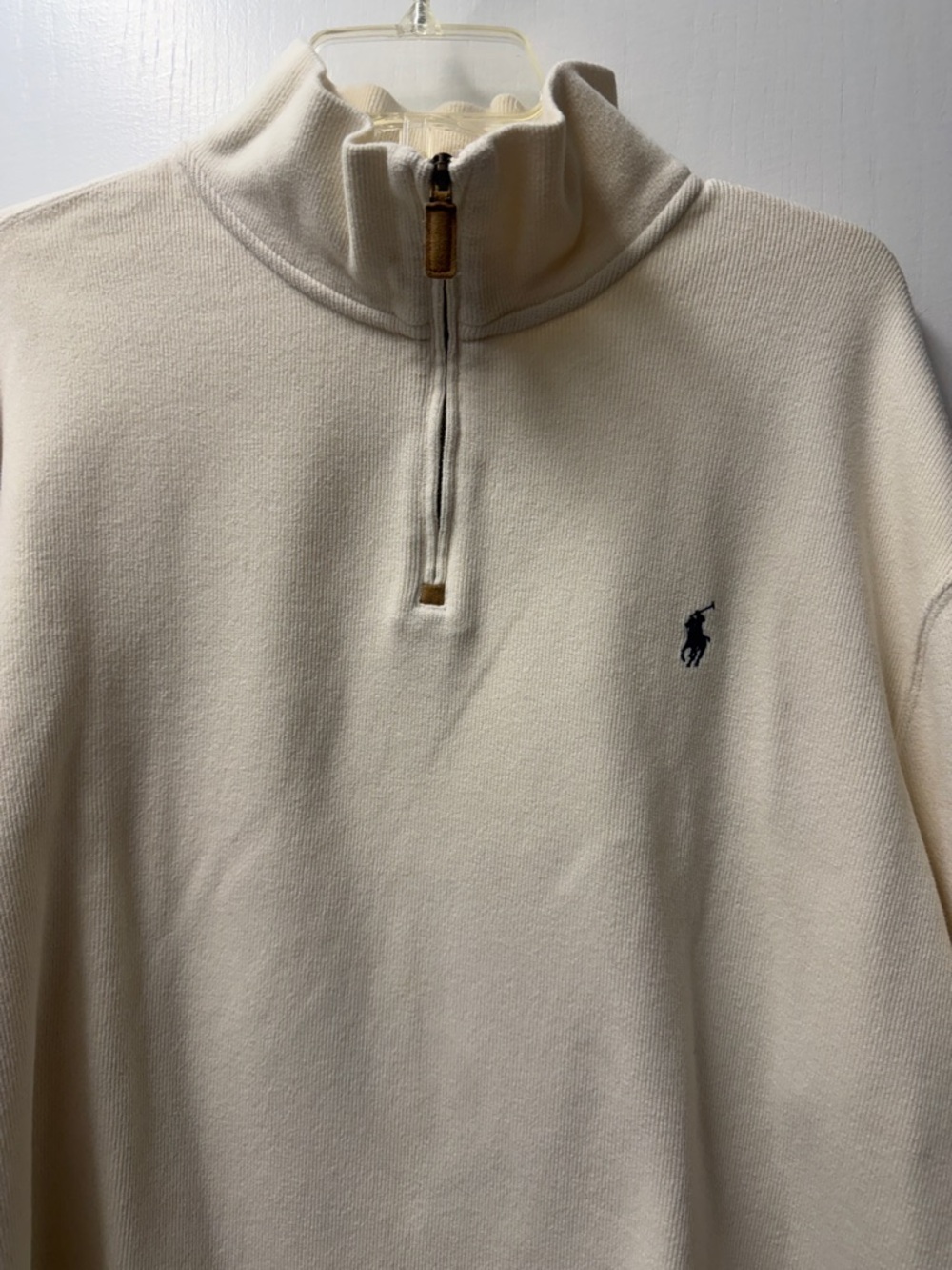 Polo by Ralph Lauren Cream Half-Zip Sweater with Navy Pony